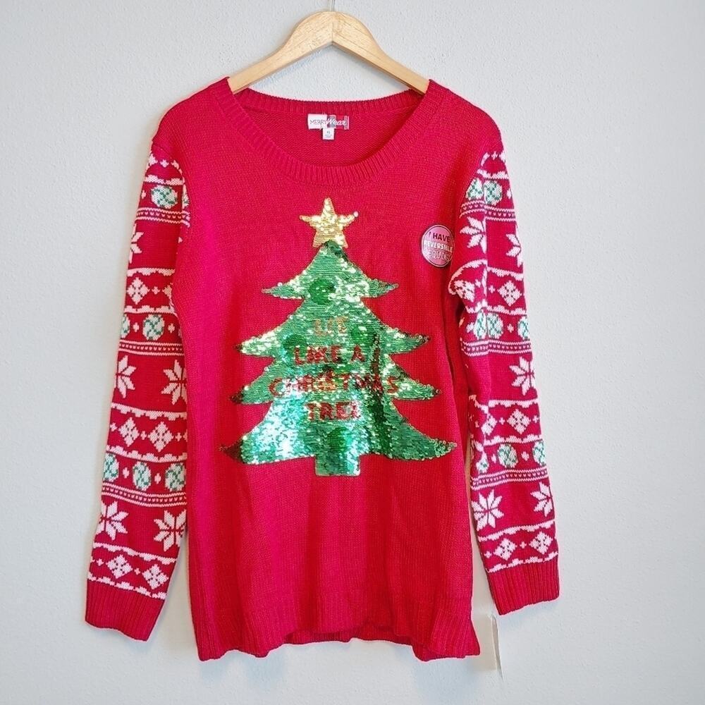 Merry Wear "Lit Like a Christmas Tree" Sweater Sz XL